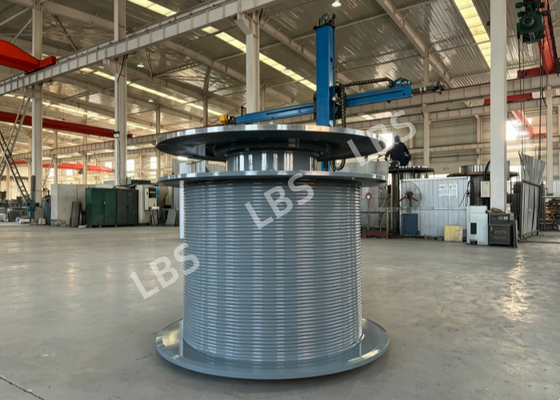 45° Right-Hand Lebus Double Parallel Groove Winch Drum Assembly, Q355D, 5-Layer Wire Rope Winding